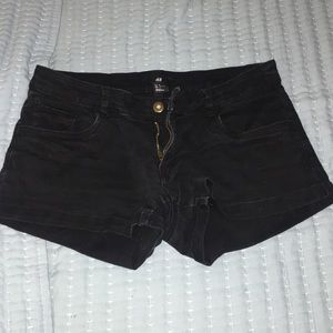 Black denim shorts